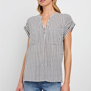 Rails Blue and White Gingham Button Down Shirt